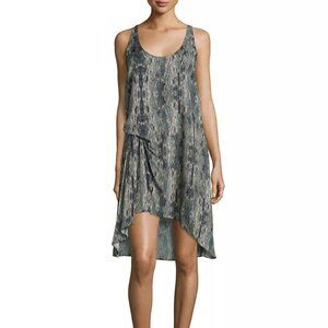 Haute Hippie Hilo Camo Military Racerback Gathered Asymmetrical Dress